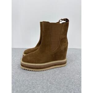 Vince Camuto Omassa Suede Chelsea Boot Platform Wedge Brown Size 6